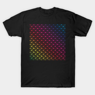 Rainbow Scottish Terriers (Scottie Dogs) on Black Background T-Shirt